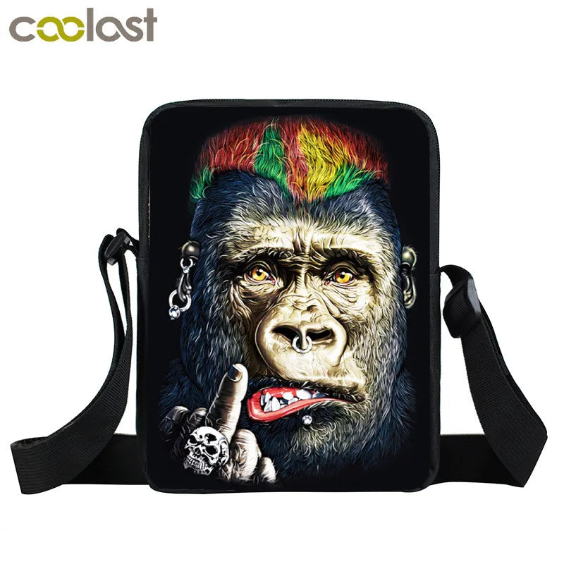 Skull Print Messenger Bag Hip Hop Women Handbag Street Rock Canvas Shoulder Bags