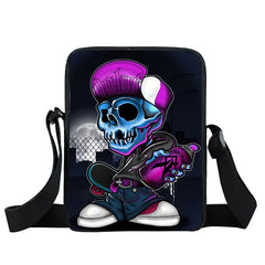 Skull Print Messenger Bag Hip Hop Women Handbag Street Rock Canvas Shoulder Bags