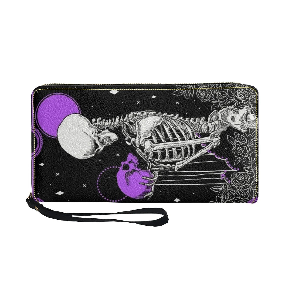 Skull Wallets Gift for Women Travel Female Purse Multifunction Zipper Long Strap