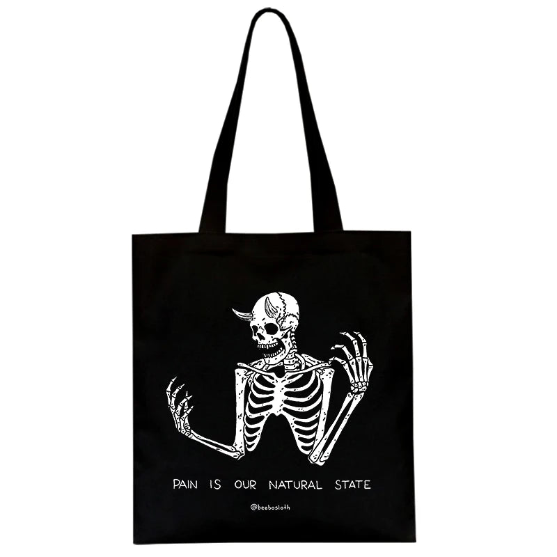 Skull Bag Harajuku Print Canvas Gothic Shopper Shoulder Bag