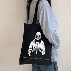 Skull Bag Harajuku Print Canvas Gothic Shopper Shoulder Bag