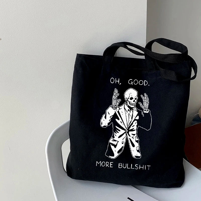 Skull Bag Harajuku Print Canvas Gothic Shopper Shoulder Bag