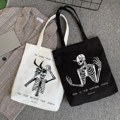 Skull Bag Harajuku Print Canvas Gothic Shopper Shoulder Bag