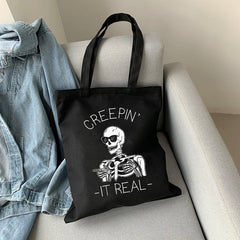 Skull Bag Harajuku Print Canvas Gothic Shopper Shoulder Bag