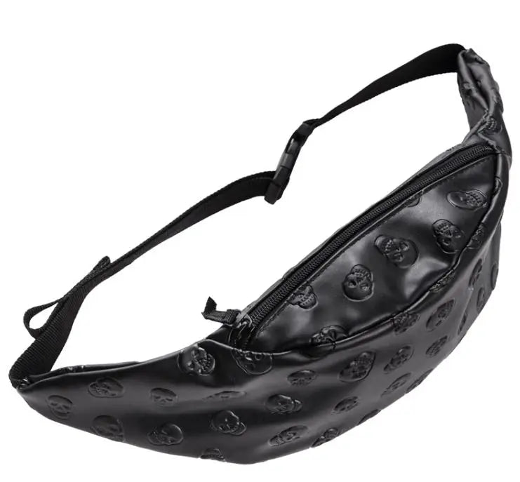 Skull Leather Belt Bag Waist Pack for Women with Molle Pouch