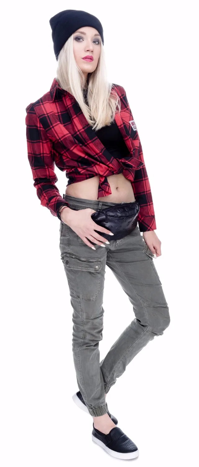 Skull Leather Belt Bag Waist Pack for Women with Molle Pouch