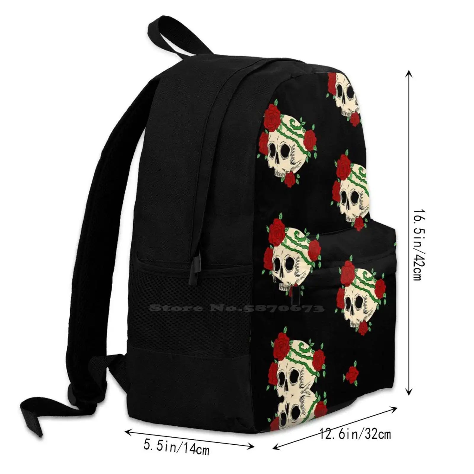 Skulls And Roses Laptop Travel School Bags