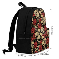 Skulls With Roses School Bags For Teenage Girls Laptop Travel Bags