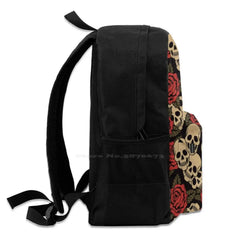 Skulls With Roses School Bags For Teenage Girls Laptop Travel Bags