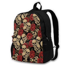 Skulls With Roses School Bags For Teenage Girls Laptop Travel Bags