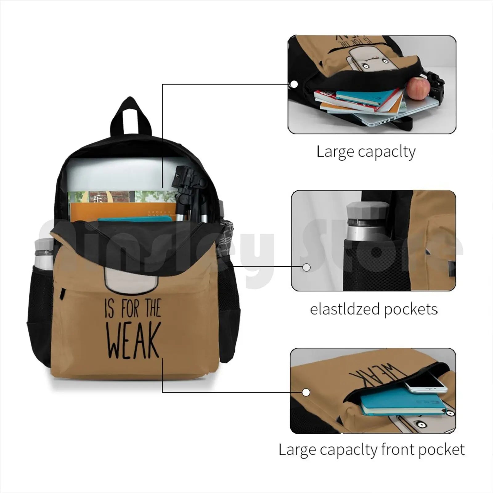 Funny Outdoor Hiking Backpack Waterproof Camping Travel Coffee Joke