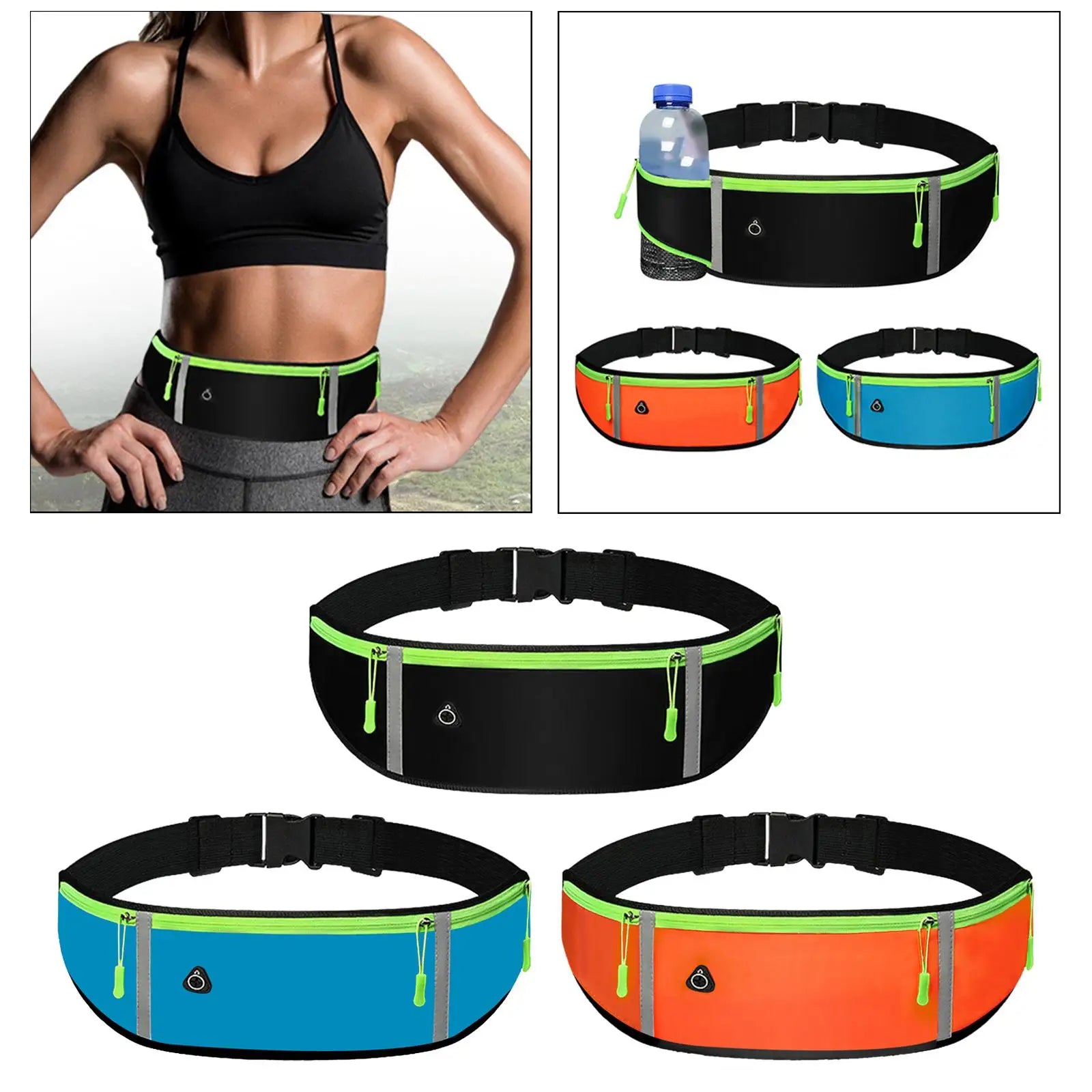 Slim Running Belt Reflective Strips Fitness Workout Bag for Workouts Cycling Gym