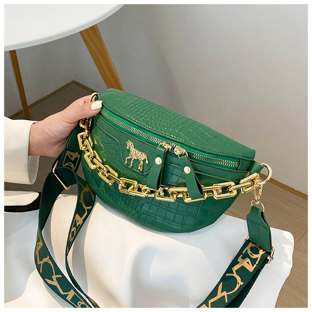 Women's Crossbody Sling Bag Metal Chain Shoulder Purse