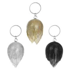 Sliver Diamonds Rhinestone Evening Bag Round Ball Clutch Mini Tassels Handbag
