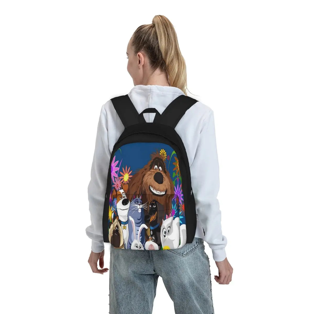 Slop Flowers Backpacks Men's Women's Kids Bags Zip Pockets