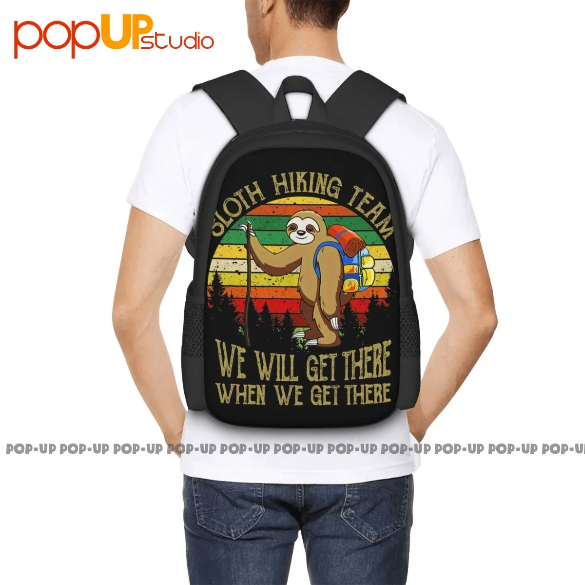 Sloth Lover Hiking Traveling Backpack Large Capacity Beach Bag