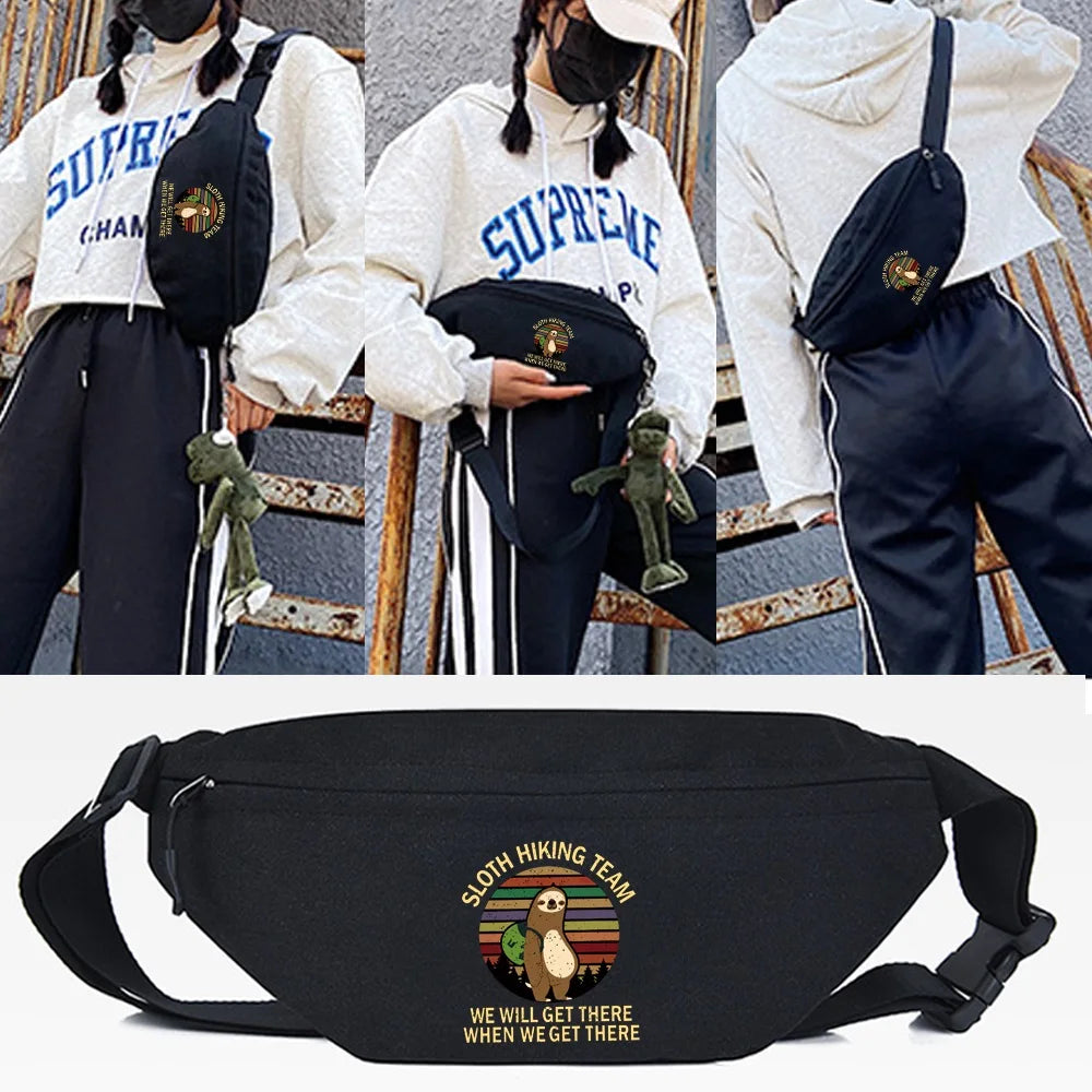 Sloth Print Waist Bag Outdoor Sport Running Cycling Chest Pack Unisex