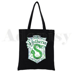 Slytherin Reusable Shopping Bag Canvas Tote Eco Bag Cartoon Shopper