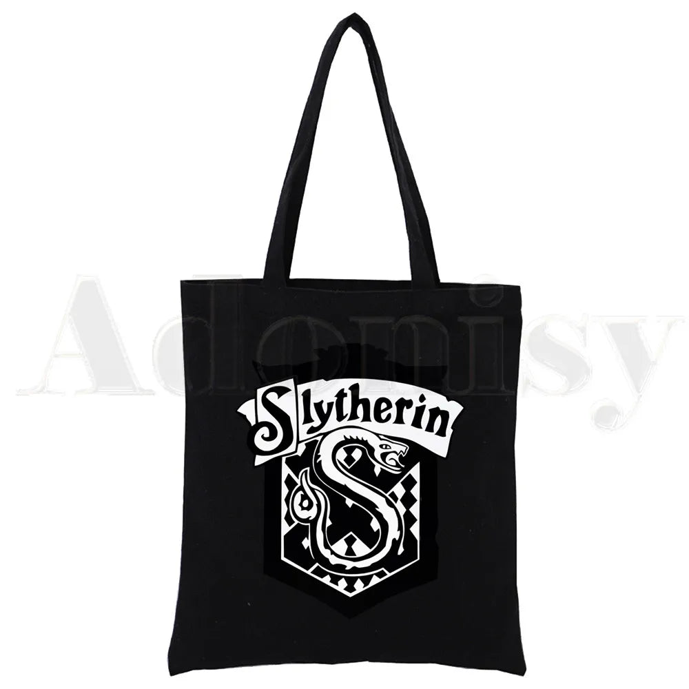 Slytherin Reusable Shopping Bag Canvas Tote Eco Bag Cartoon Shopper