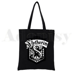 Slytherin Reusable Shopping Bag Canvas Tote Eco Bag Cartoon Shopper