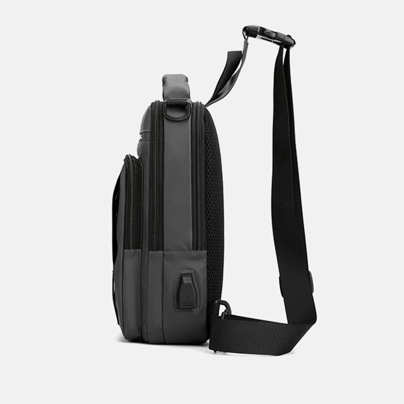 Men's Small Backpack Chest Pack with USB Charging Port