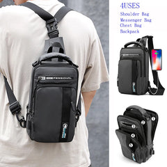 Men's Small Backpack Chest Pack with USB Charging Port