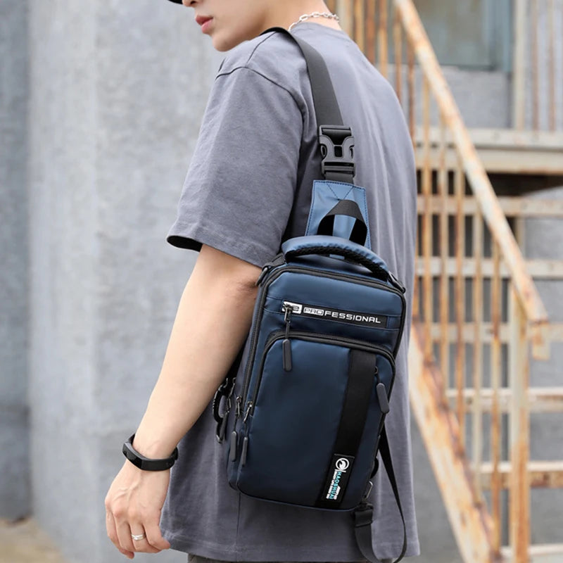 Men's Small Backpack Chest Pack with USB Charging Port