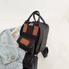 Canvas Mini Backpack for Teenage Girl Women Shoulder Bag
