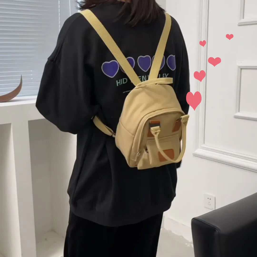 Canvas Mini Backpack for Teenage Girl Women Shoulder Bag