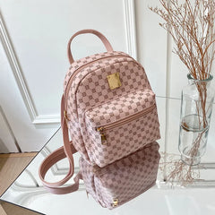 Small Backpack Women Shoulder Bags Diamond Grids PU Leather Bag