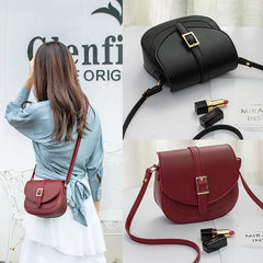 Small PU Leather Saddle Bag Belt Shoulder Diagonal Female Bag