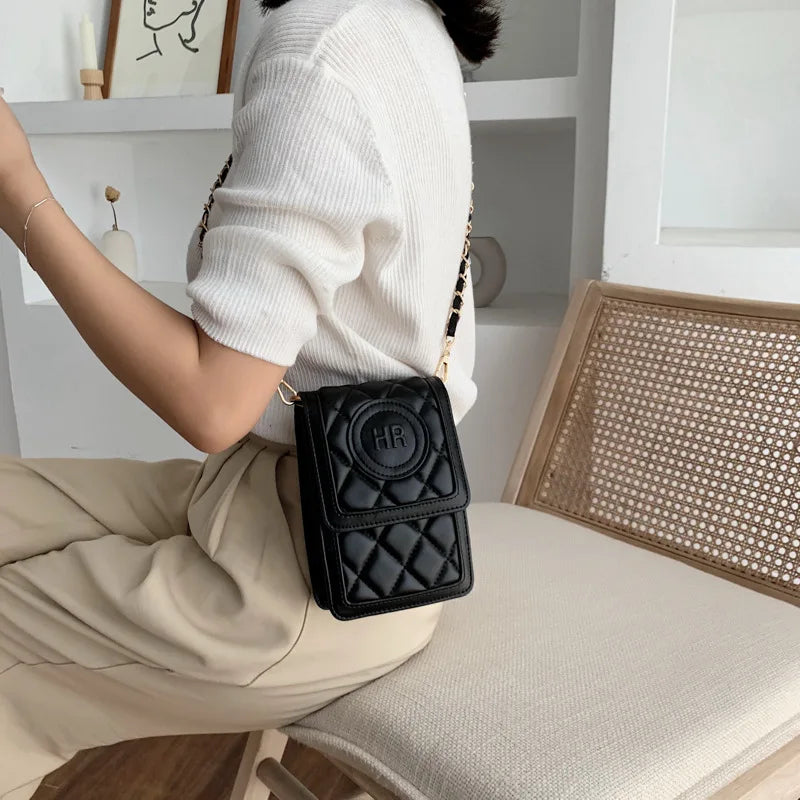 Small Shoulder Bag Rhombus Mini Crossbody Chain Phone Bag Woman Portable Square