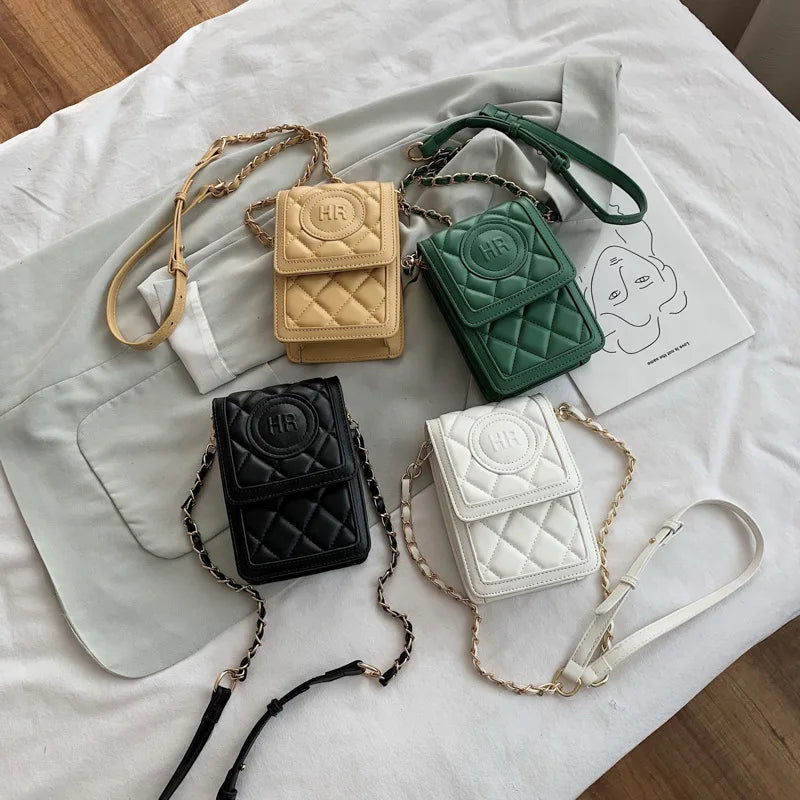 Small Shoulder Bag Rhombus Mini Crossbody Chain Phone Bag Woman Portable Square