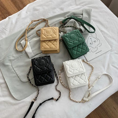 Small Shoulder Bag Rhombus Mini Crossbody Chain Phone Bag Woman Portable Square