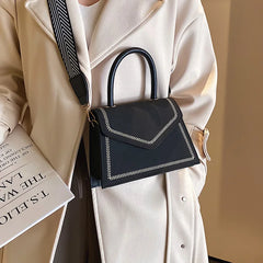 Women's Small PU Leather Messenger Bag with Wide Shoulder Strap
