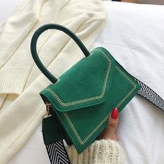 Women's Small PU Leather Messenger Bag with Wide Shoulder Strap