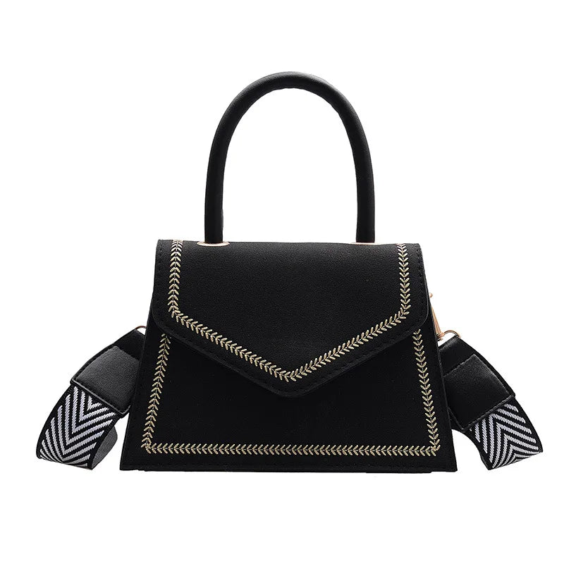 Women's Small PU Leather Messenger Bag with Wide Shoulder Strap