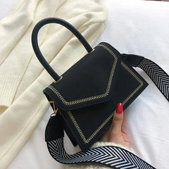 Women's Small PU Leather Messenger Bag with Wide Shoulder Strap