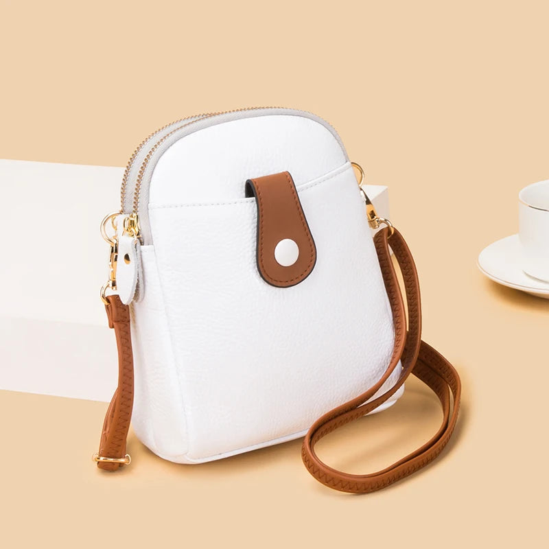 Small Vintage Leather Messenger Bag High Women Shoulder Handbag