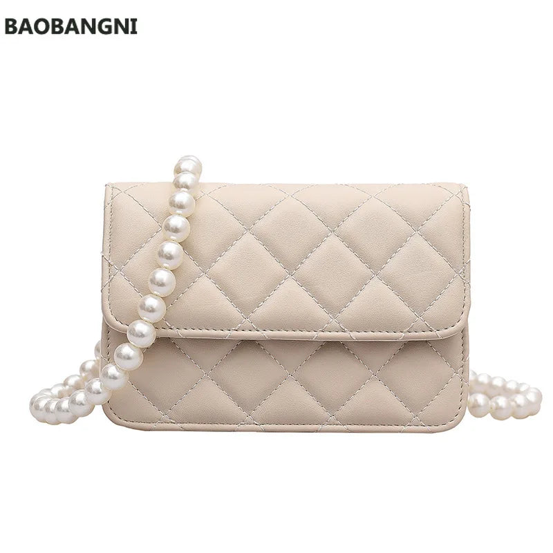 Beaded Shoulder Belt PU Leather Crossbody Bag for Women Totes Shoulder Bag
