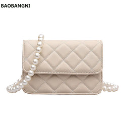 Beaded Shoulder Belt PU Leather Crossbody Bag for Women Totes Shoulder Bag
