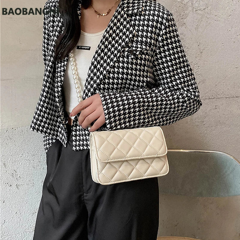 Beaded Shoulder Belt PU Leather Crossbody Bag for Women Totes Shoulder Bag