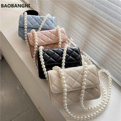 Beaded Shoulder Belt PU Leather Crossbody Bag for Women Totes Shoulder Bag