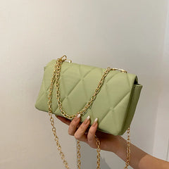 Small Crossbody Bag Metal Chain Shoulder Bag Plaid Square