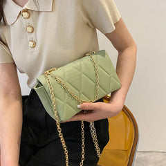 Small Crossbody Bag Metal Chain Shoulder Bag Plaid Square