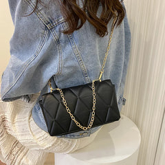 Small Crossbody Bag Metal Chain Shoulder Bag Plaid Square