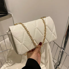 Small Crossbody Bag Metal Chain Shoulder Bag Plaid Square