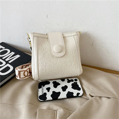 Women's Cartoon Print Shoulder Bag Genuine Leather Crossbody Bag
