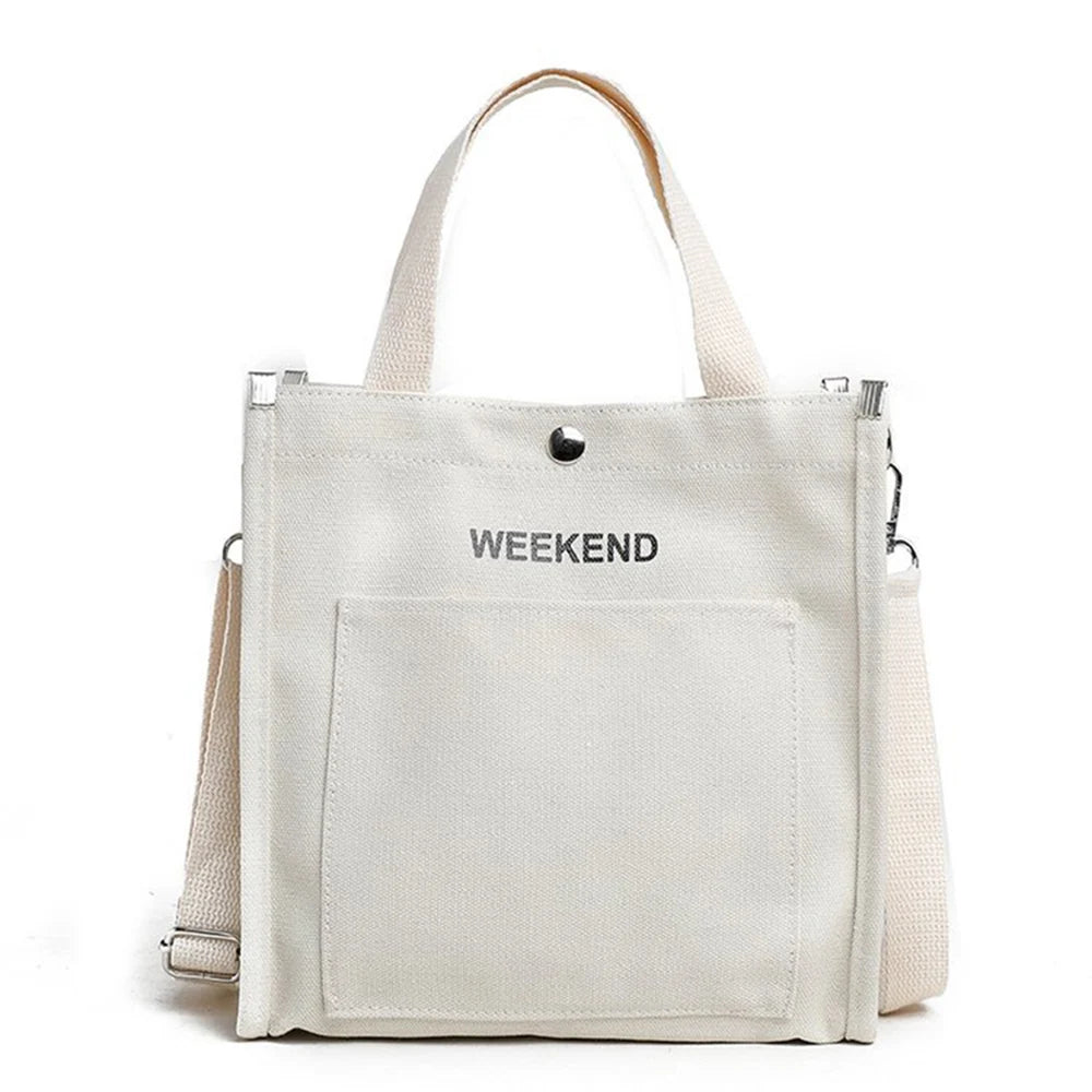 Canvas Messenger Bag Women Letter Print Shoulder Crossbody Student Tote Handbag