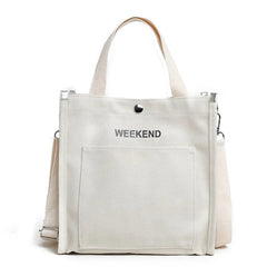 Canvas Messenger Bag Women Letter Print Shoulder Crossbody Student Tote Handbag
